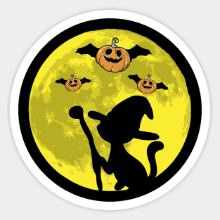 Halloween Witch Cat Sticker